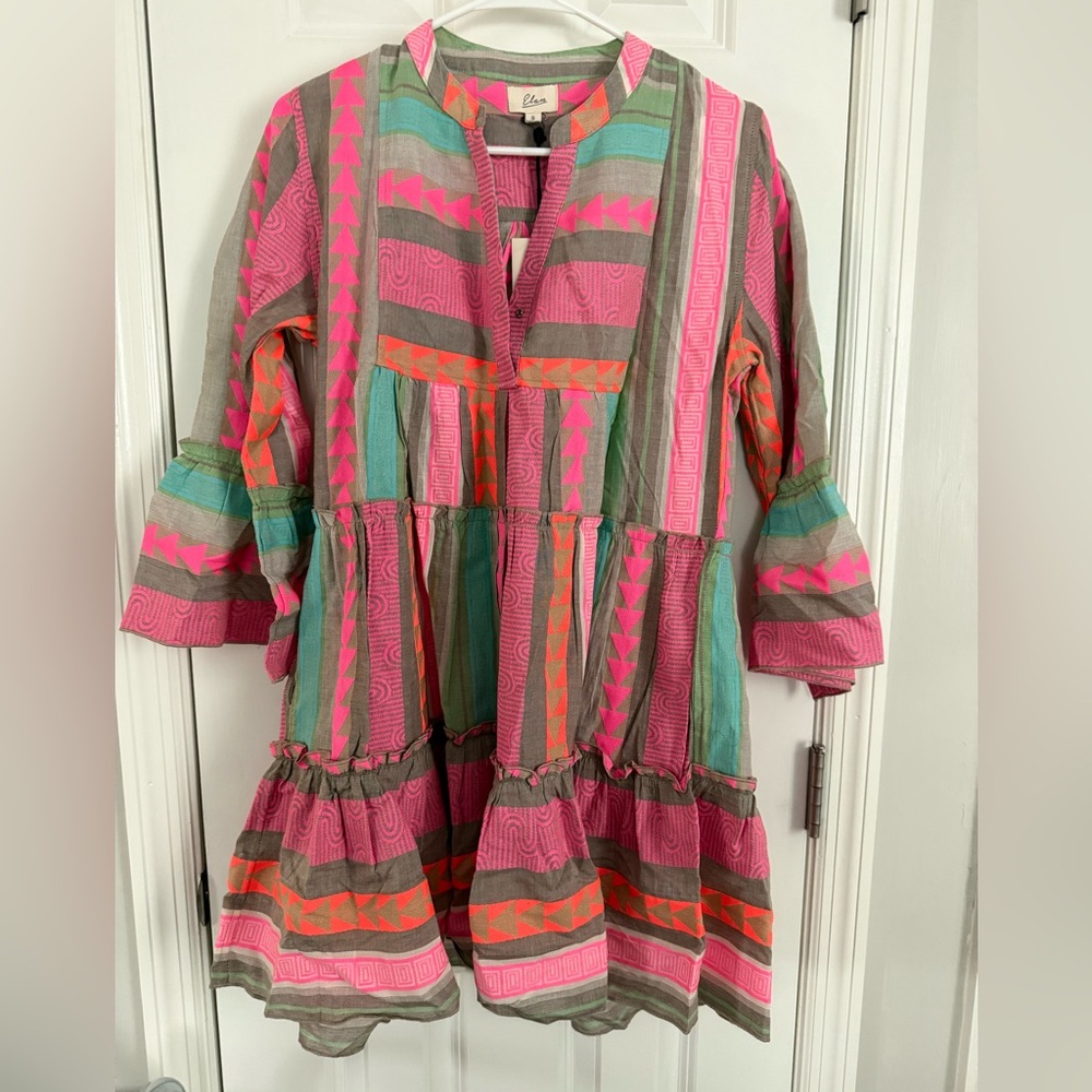 NWT Elan Pink and Green Patterned Women’s Dress Size S